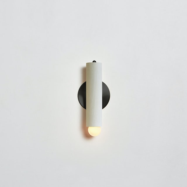 gallery image for Lodge Sconce_Painted_On_Straight_Bone White-Blackened Steel