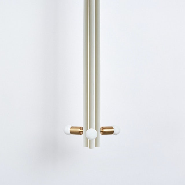 gallery image for Lodge Pendant_Painted_Off_White-Hewn Brass