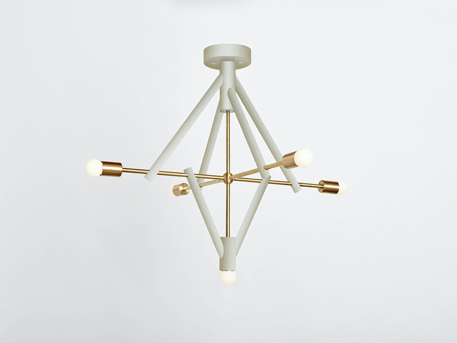 gallery image for Lodge Chandelier Five_Painted_On_White-Hewn Brass